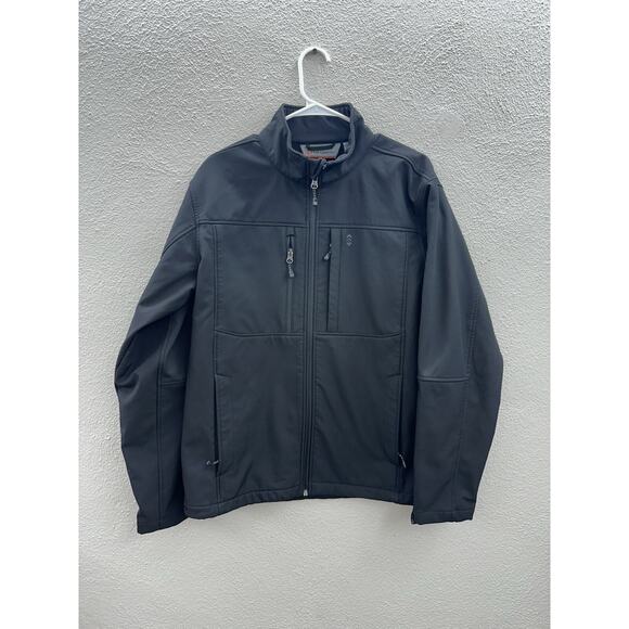 Free Country Mens Jacket Size Small 34-36 Black Fleece Lined Zip Up Soft Shell - Picture 1 of 14
